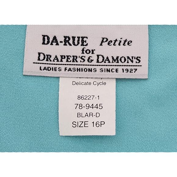 Da-Rue Petite Draper's & Damon's Teal Sleeveless Tank Top 16P Lightweight Flowy - Picture 3 of 4